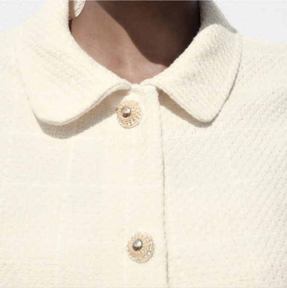 TEXTURED PLAID JACKET ECRU SIZE L - Picture 4 of 8